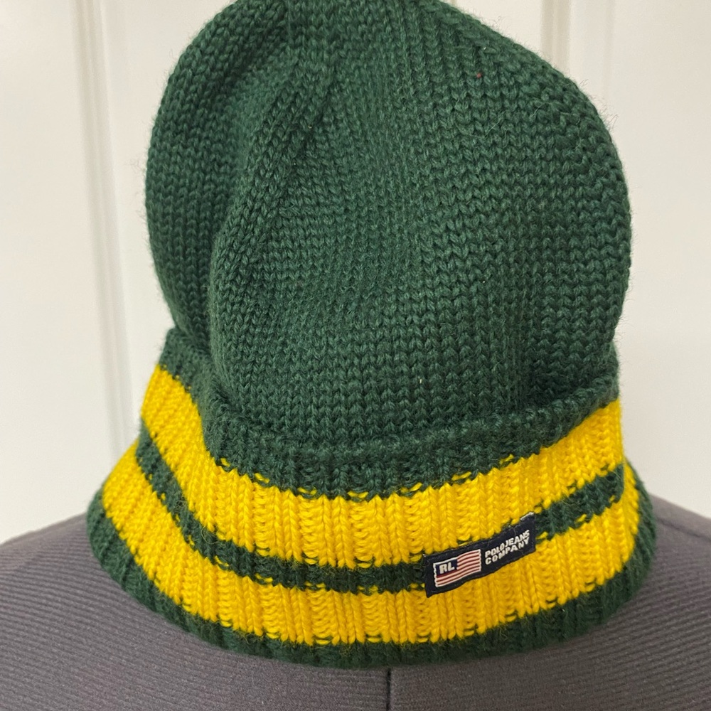 Polo Ralph Lauren Green and Yellow Mens Beanie